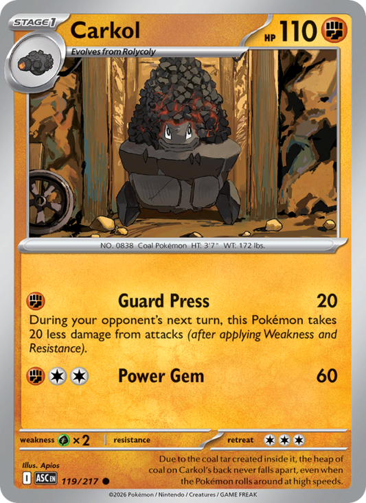 Carkol 119/217 Common | Ascended Heroes | Pokemon Card