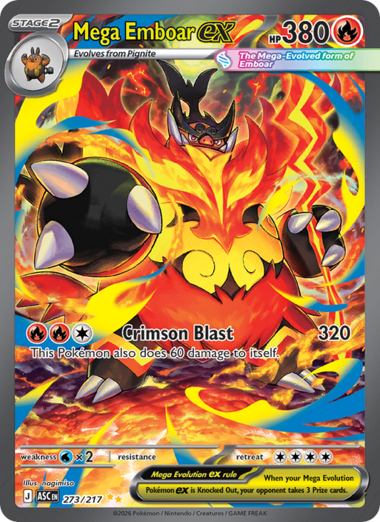 Mega Emboar ex 273/217 Special Illustration Rare | Ascended Heroes | Pokemon Card