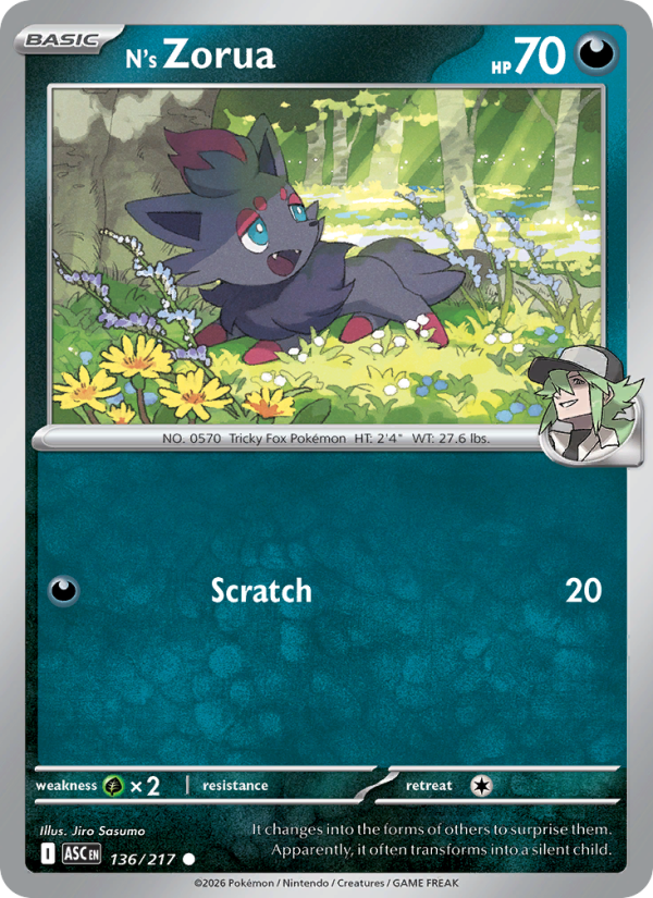 N's Zorua 136/217 Common | Ascended Heroes | Pokemon Card