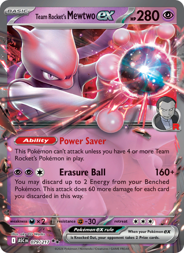Team Rocket's Mewtwo ex 79/217 Double Rare | Ascended Heroes | Pokemon Card