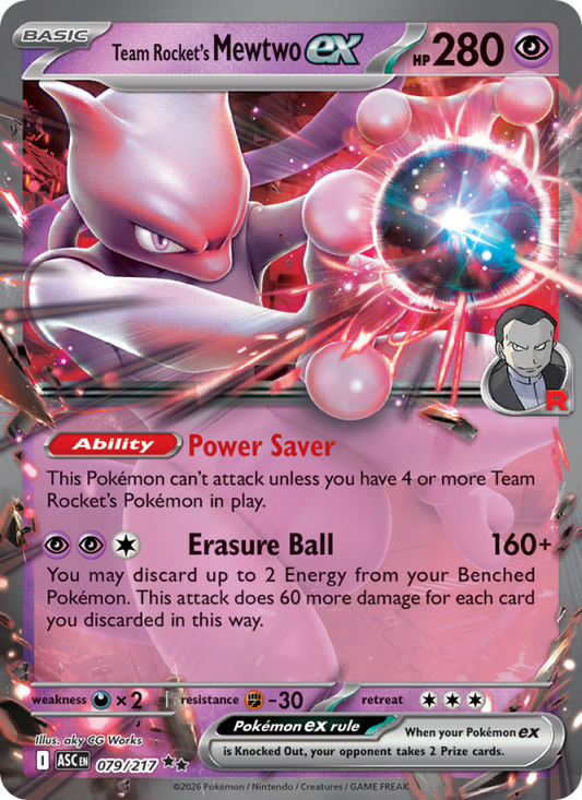 Team Rocket's Mewtwo ex 79/217 Double Rare | Ascended Heroes | Pokemon Card