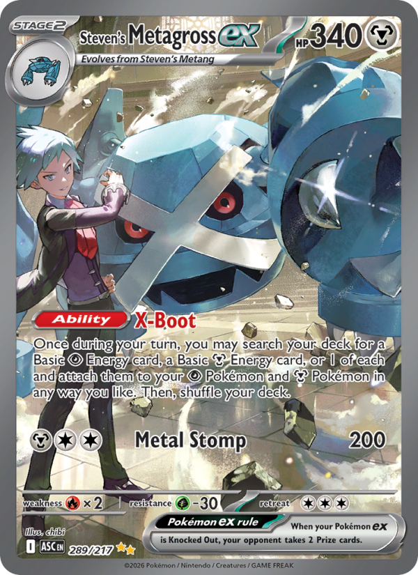 Steven's Metagross ex 289/217 Special Illustration Rare | Ascended Heroes | Pokemon Card