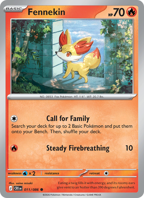 Fennekin 11/86 Common | Chaos Rising | Pokemon Card