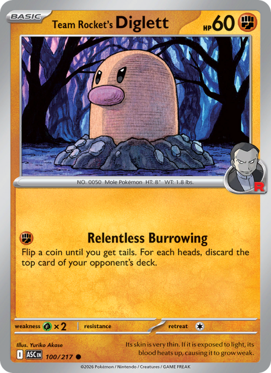 Team Rocket's Diglett 100/217 Common | Ascended Heroes | Pokemon Card