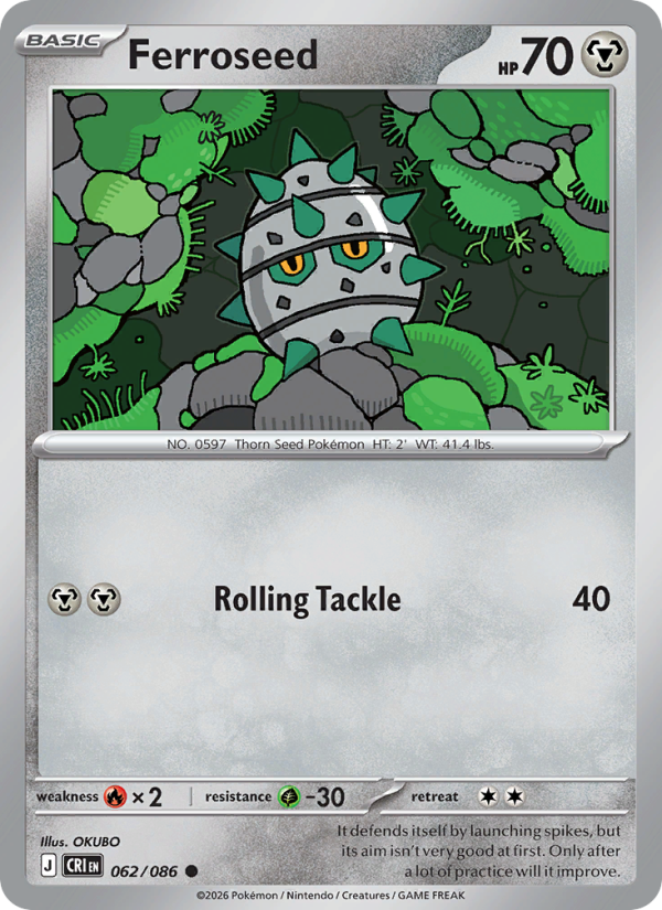 Ferroseed 62/86 Common | Chaos Rising | Pokemon Card