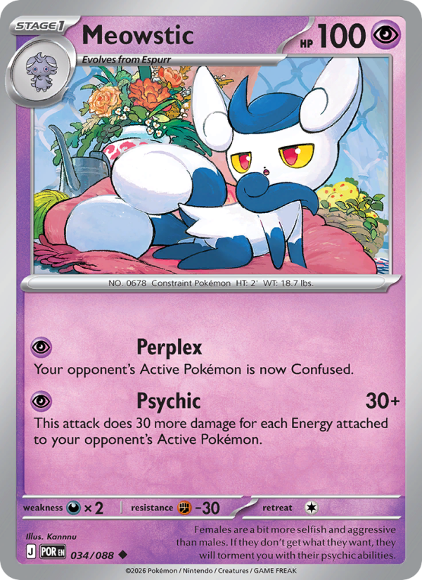 Meowstic 34/88 Uncommon | Perfect Order | Pokemon Card