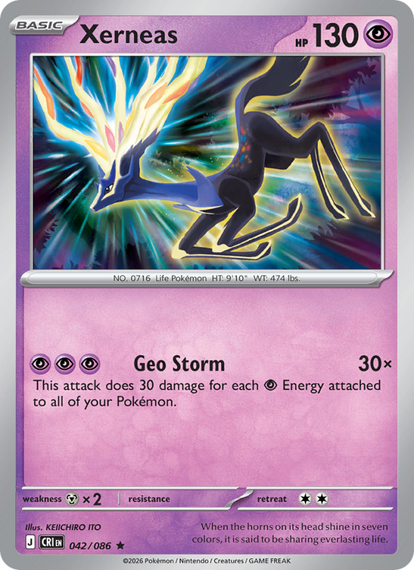 Xerneas 42/86 Rare Holo | Chaos Rising | Pokemon Card