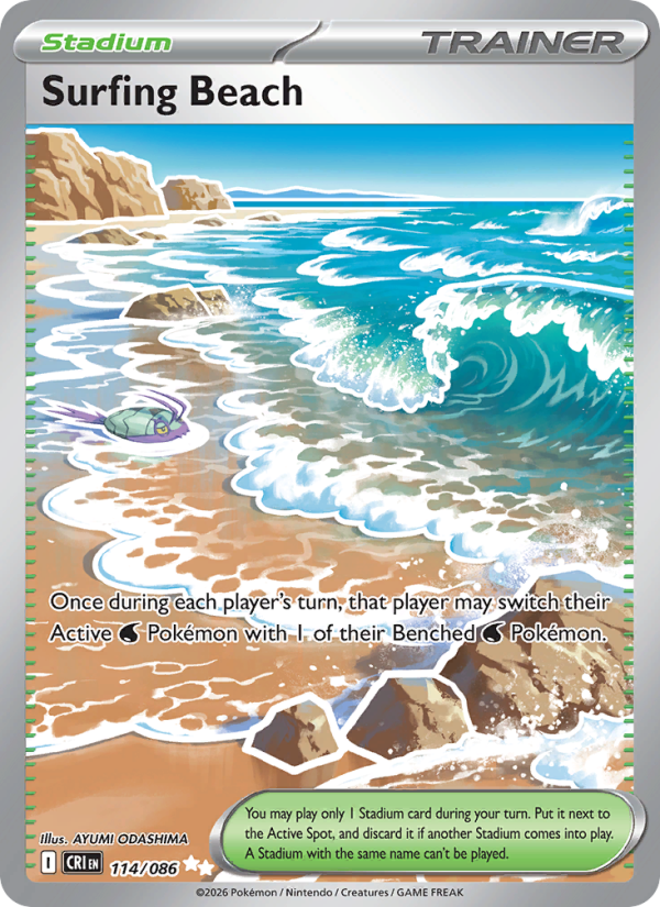 Surfing Beach 114/86 Ultra Rare | Chaos Rising | Pokemon Card