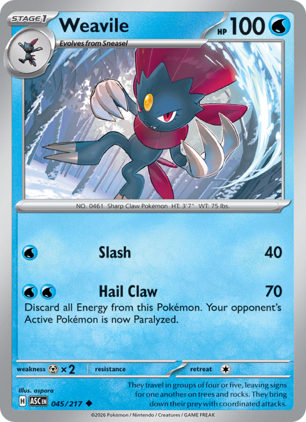 Weavile 45/217 Uncommon | Ascended Heroes | Pokemon Card