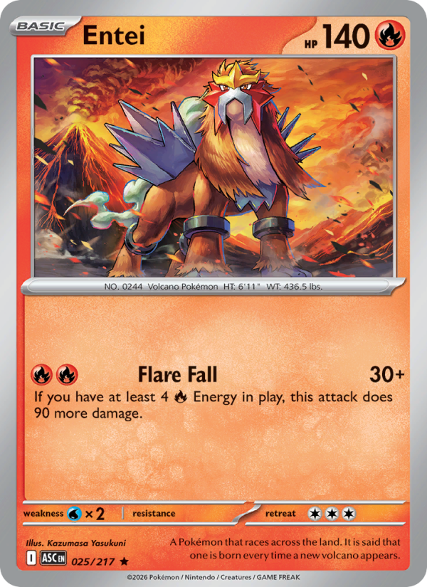 Entei 25/217 Rare Holo | Ascended Heroes | Pokemon Card
