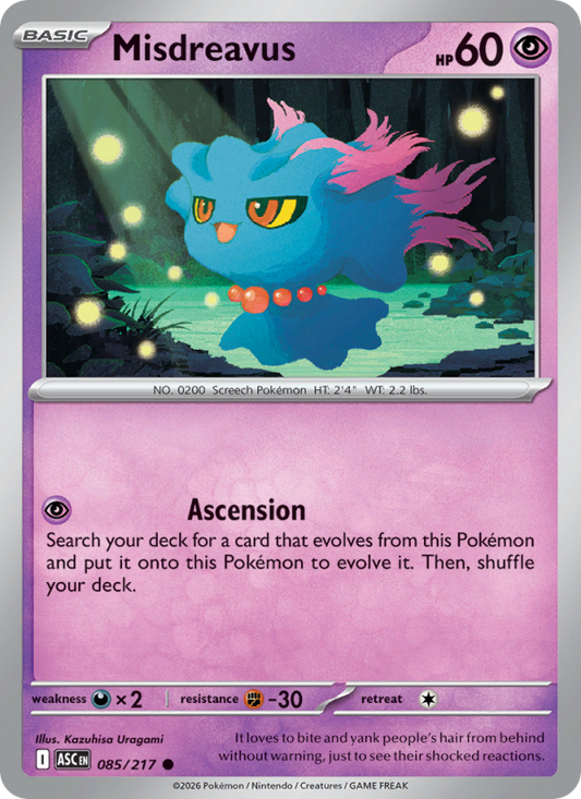 Misdreavus 85/217 Common | Ascended Heroes | Pokemon Card