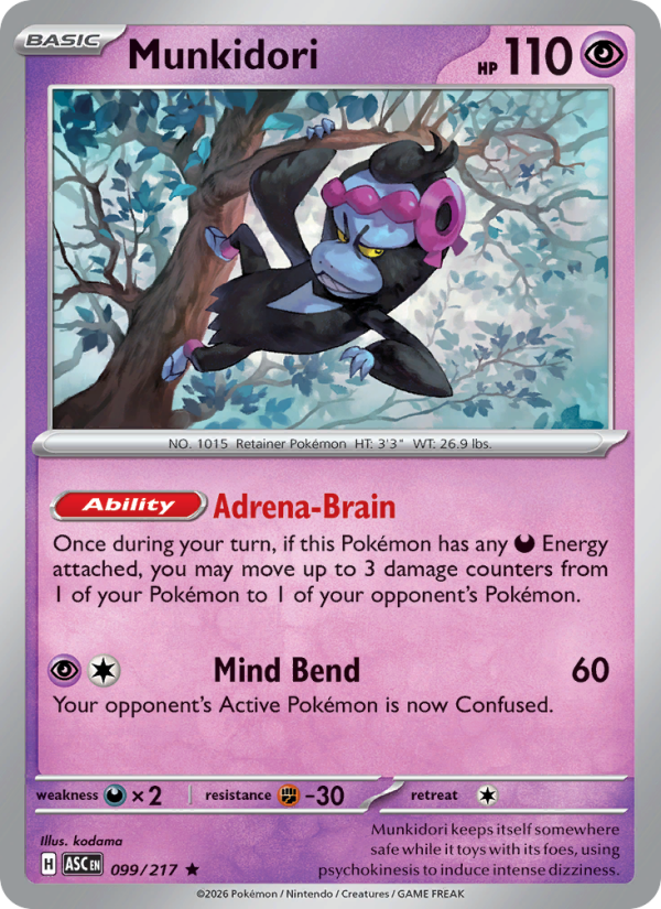 Munkidori 99/217 Rare Holo | Ascended Heroes | Pokemon Card