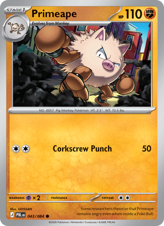 Primeape 43/84 Common | Pitch Black | Pokemon Card