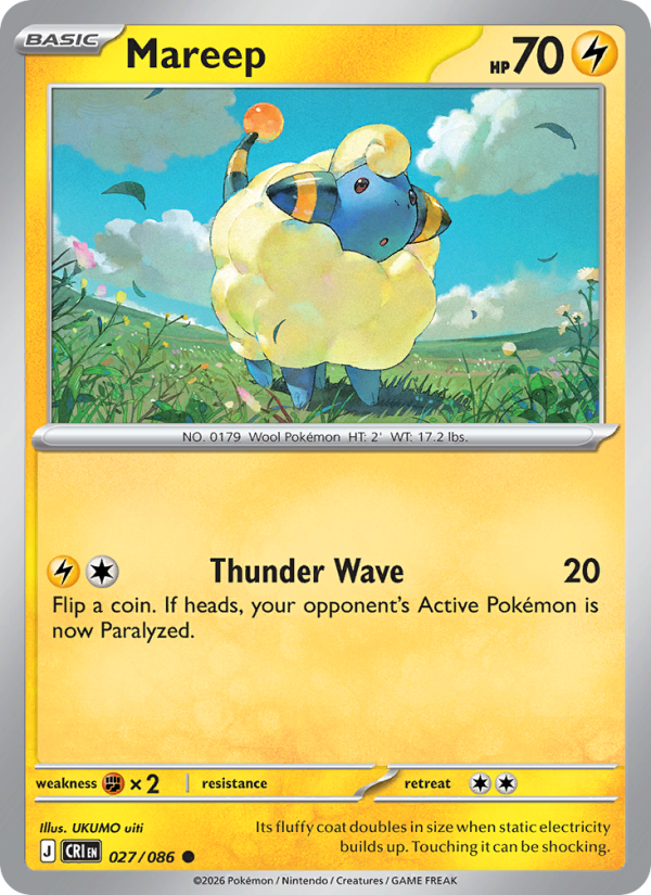 Mareep 27/86 Common | Chaos Rising | Pokemon Card