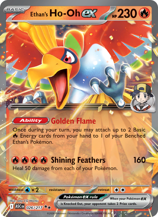 Ethan's Ho-Oh ex 26/217 Double Rare | Ascended Heroes | Pokemon Card