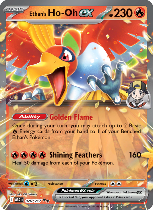 Ethan's Ho-Oh ex 26/217 Double Rare | Ascended Heroes | Pokemon Card