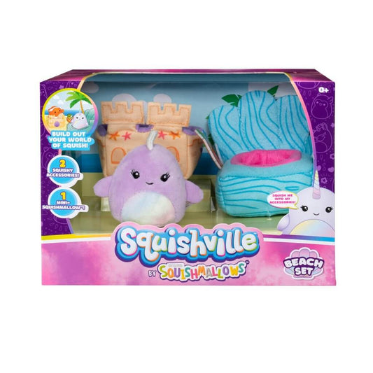 Beach Set Narwhal ~ Mini Squishville Plush Accessory Set