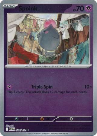 Spoink 62/132 Reverse Holo | Mega Evolution | Pokemon Card