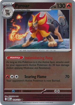 Pyroar 24/132 Reverse Holo | Mega Evolution | Pokemon Card