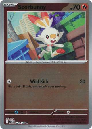 Scorbunny 26/132 Reverse Holo | Mega Evolution | Pokemon Card