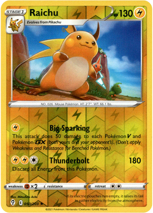 Raichu 50/203 Reverse Holo | Evolving Skies | Pokemon Card
