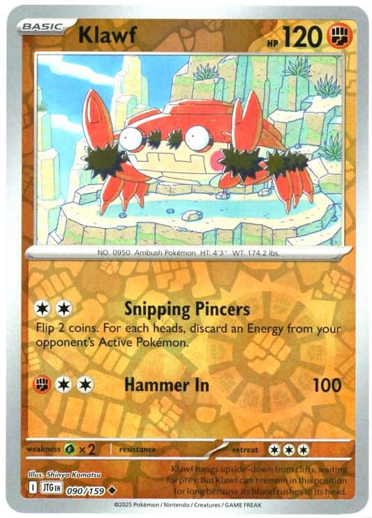 Klawf 90/159 Reverse Holo | Journey Together | Pokemon Card