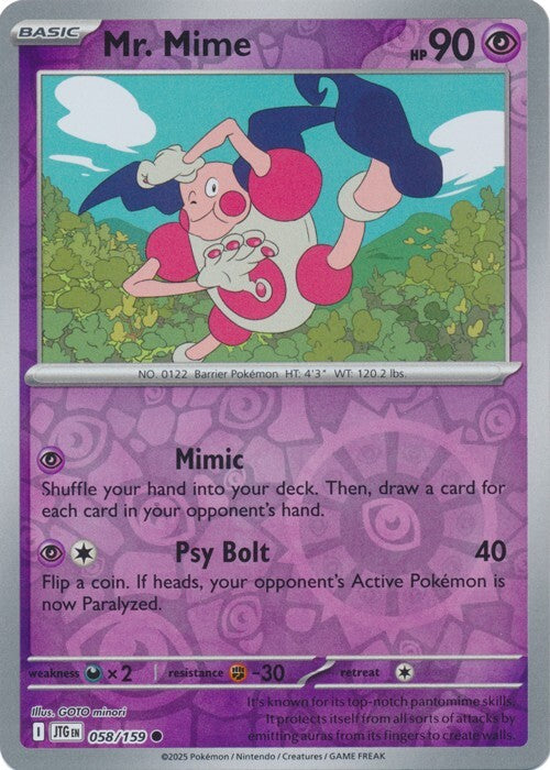Mr. Mime 58/159 Reverse Holo | Journey Together | Pokemon Card