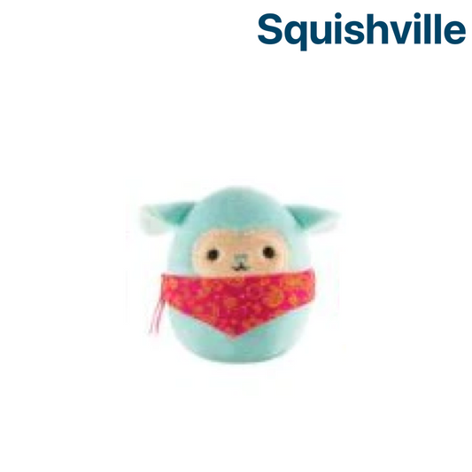 Aqua Lamb with Red Bandana ~ 2" Individual SERIES 5 Squishville by Squishmallows