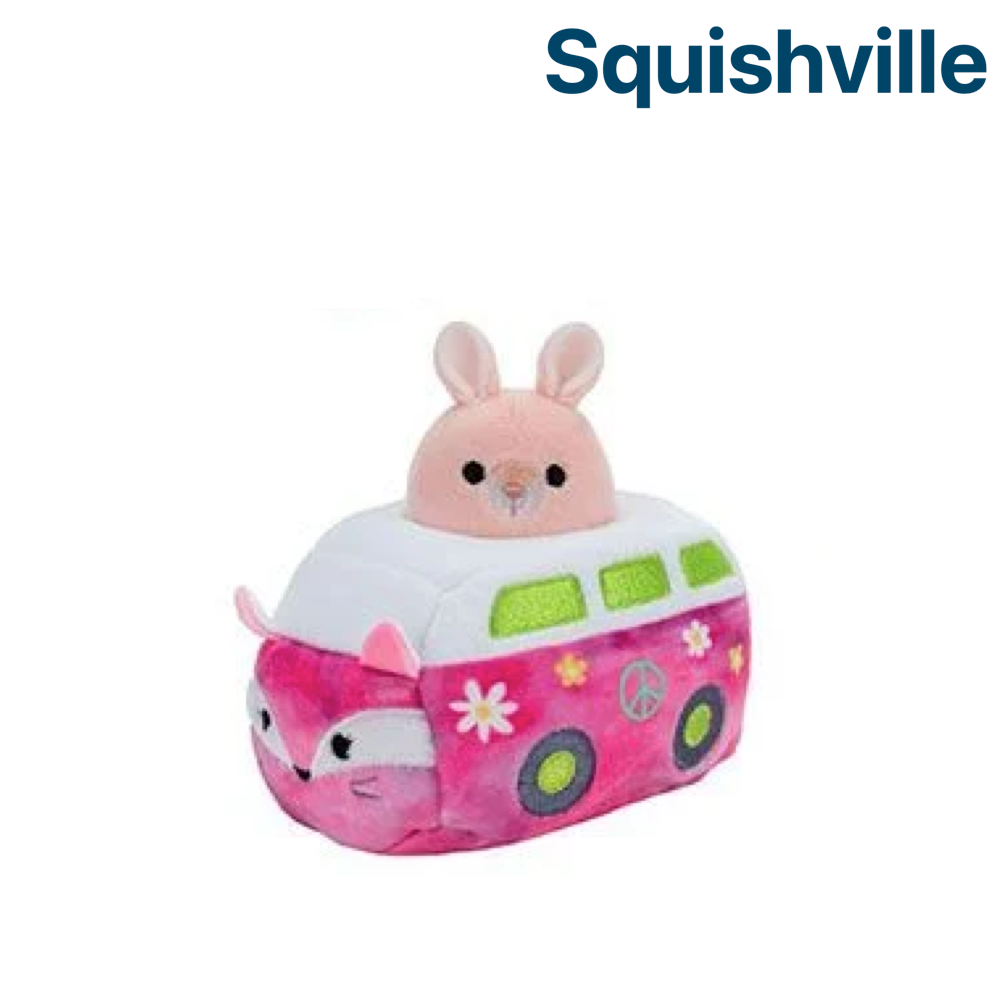 Kangaroo in Pink Kombi Car ~ Mini Squishmallow in VEHICLE Squishville Plush ~ IN STOCK