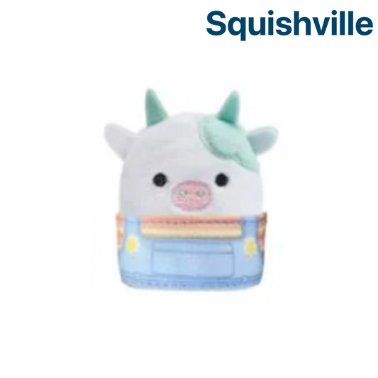 Belana the Cow with Overalls ~ 2" Individual SERIES 4 Squishville by Squishmallo