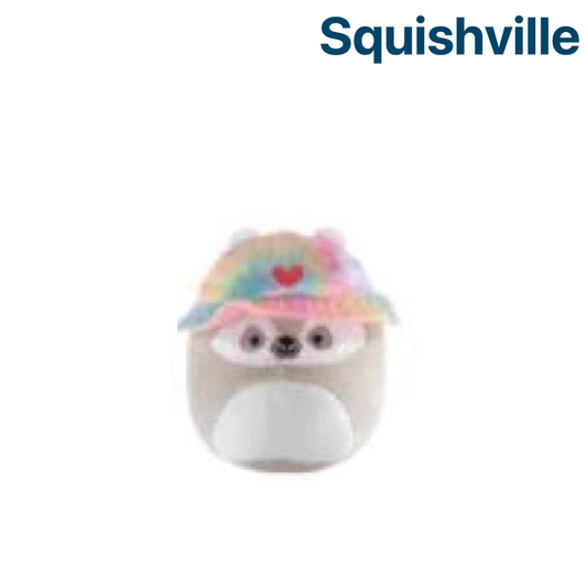 Grey Lemur with Rainbow Bucket Hat ~ 2" Individual SERIES 5 Squishville by Squishmallows