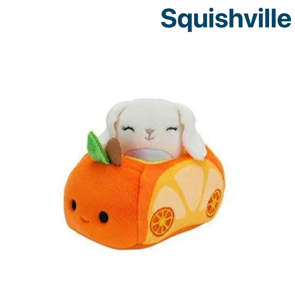 Bunny in Orange Car ~ Mini Squishmallow in VEHICLE Squishville Plush ~ IN STOCK