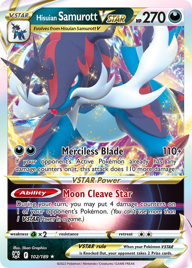 Hisuian Samurott VSTAR 102/189 Rare Holo VSTAR | Astral Radiance | Pokemon Card