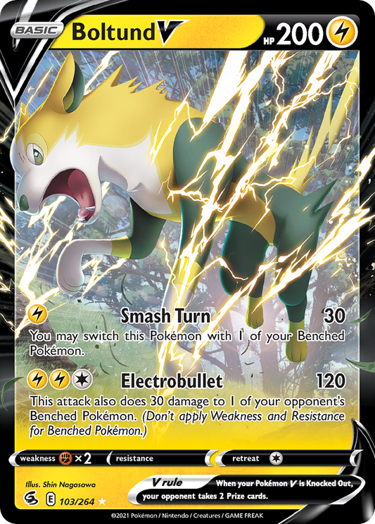 Boltund V 103/264 Rare Holo V | Fusion Strike | Pokemon Card