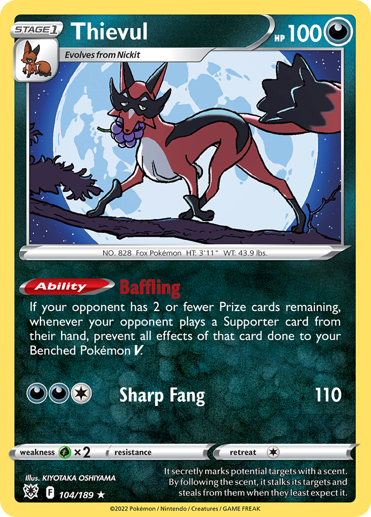 Thievul 104/189 Rare | Astral Radiance | Pokemon Card