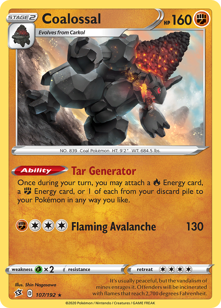 Coalossal 107/192 Rare Holo | Rebel Clash | Pokemon Card