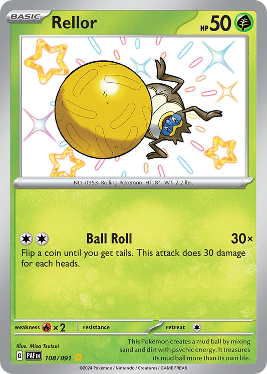 Rellor 108/91 Shiny Rare | Paldean Fates | Pokemon Card