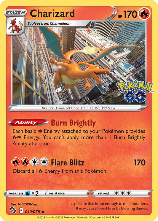 Charizard 10/78 Rare Holo | Pokémon GO | Pokemon Card