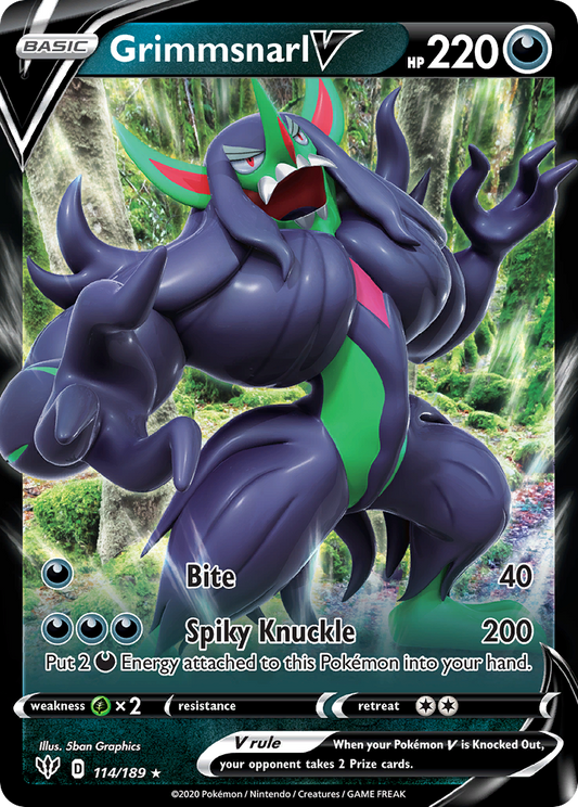 Grimmsnarl V 114/189 Rare Holo V | Darkness Ablaze | Pokemon Card