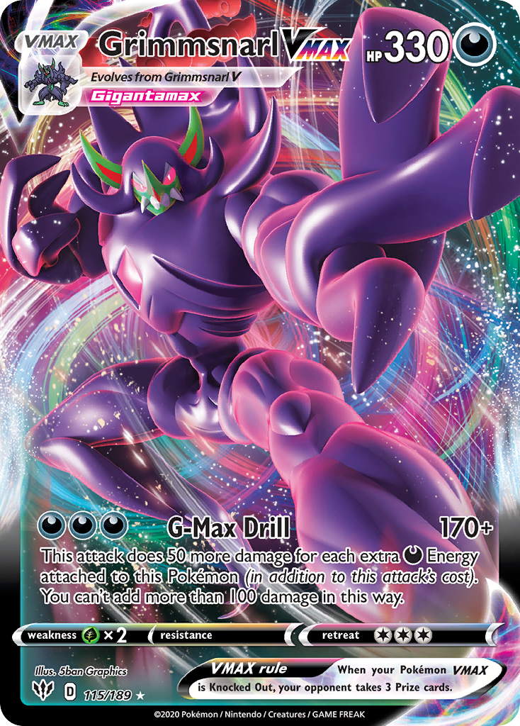 Grimmsnarl VMAX 115/189 Rare Holo VMAX | Darkness Ablaze | Pokemon Card