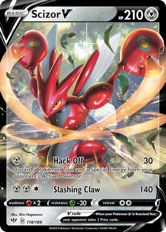 Scizor V 118/189 Rare Holo V | Darkness Ablaze | Pokemon Card