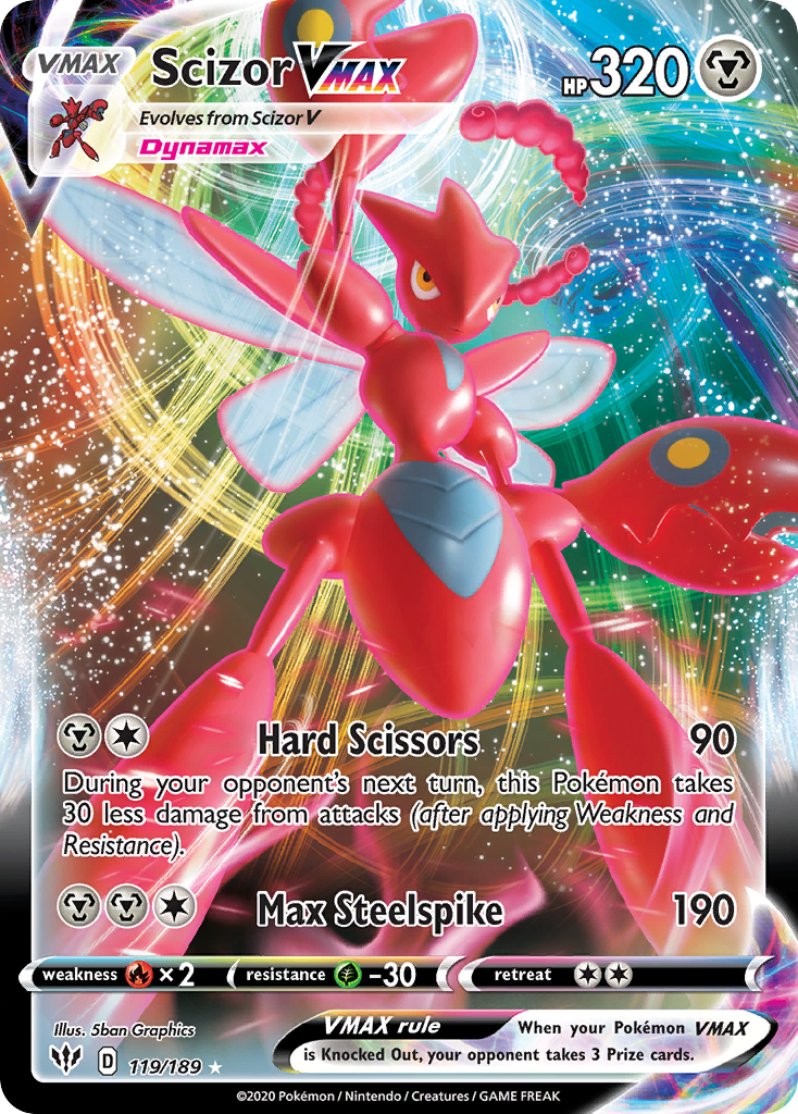 Scizor VMAX 119/189 Rare Holo VMAX | Darkness Ablaze | Pokemon Card