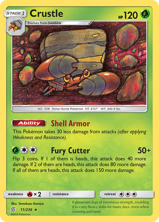 Crustle 11/236 Rare | Unified Minds | Pokemon Card