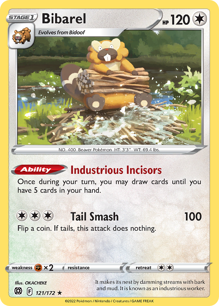 Bibarel 121/172 Rare Holo | Brilliant Stars | Pokemon Card