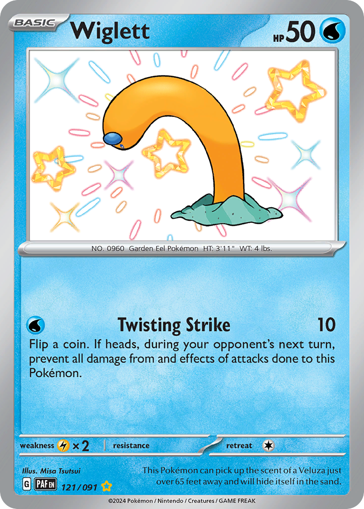 Wiglett 121/91 Shiny Rare | Paldean Fates | Pokemon Card