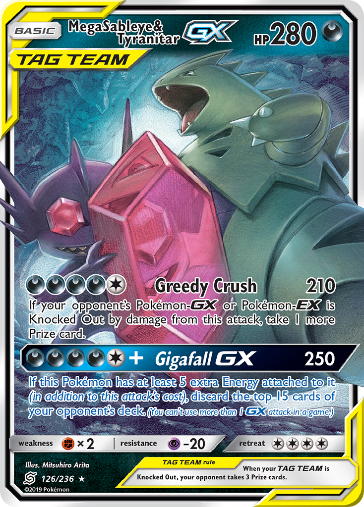 Mega Sableye & Tyranitar-GX 126/236 Rare Holo GX | Unified Minds | Pokemon Card