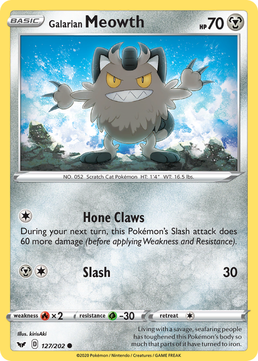 Galarian Meowth 127/202 Common | Sword & Shield | Pokemon Card