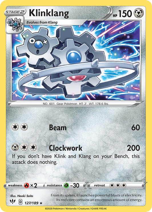 Klinklang 127/189 Rare | Darkness Ablaze | Pokemon Card