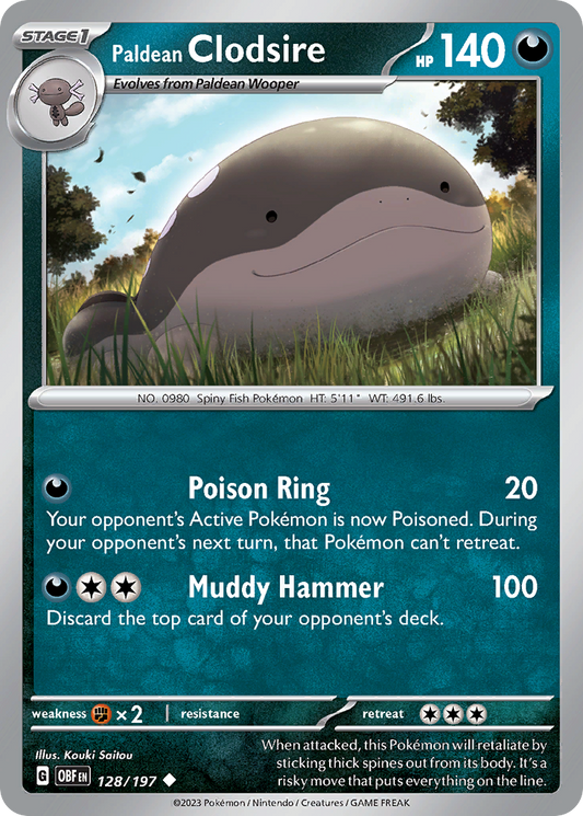 Paldean Clodsire 128/197 Uncommon | Obsidian Flames | Pokemon Card