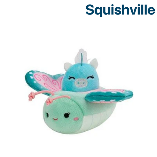 Blue Unicorn in Green Butterfly Plane ~ Mini Squishmallow in VEHICLE Squishville Plush ~ IN STOCK